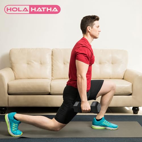 HolaHatha Hexagonal Dumbbell Free Hand Weight Set w/Rack - color: Black, style: 100lb Set