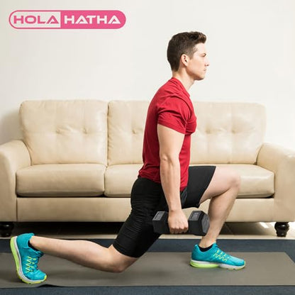 HolaHatha Hexagonal Dumbbell Free Hand Weight Set w/Rack - color: Black, style: 100lb Set