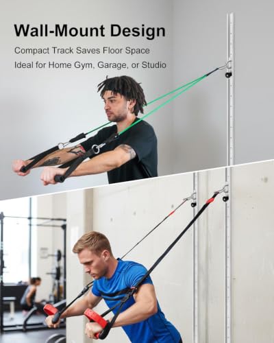 Resistance Band Wall Anchor System for Home Gym Dual 40 Inch Rails