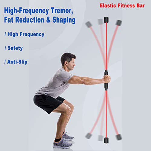 Yoga Starter Set - Flexi Bar, Resistance Band & Shoulder Tube for Elastic Exercise & Training Fitness - color: RED