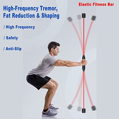 Yoga Starter Set - Flexi Bar, Resistance Band & Shoulder Tube for Elastic Exercise & Training Fitness - color: RED