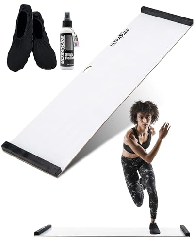 6ft / 5ft Slide Board for Exercise - with Booties & Polish - Sports Cardio Equipment for Home Workouts - Hockey training, Sliders for Working Out, Slide & Balance Board for Agility & Rehab