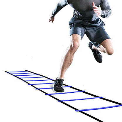 GHB Pro Agility Ladder Agility Training Ladder Speed 12 Rung 20ft with Carrying Bag - color: Blue
