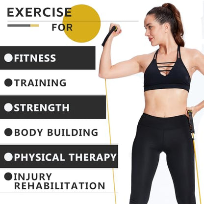 3 PCS Resistance Exercise Band with Handles, Exercise Bands with Handles, Workout Bands Resistance for Men or Women, Arm Bands for Workout-Door Anchor and Starter Guide Included