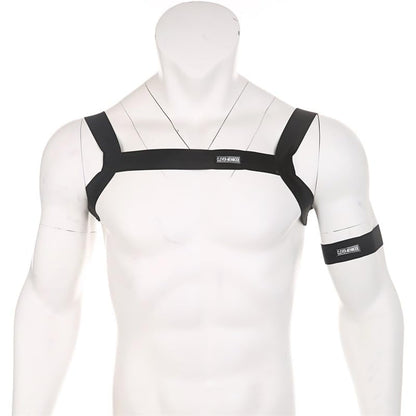Men's Fitness Chest Harness, Nylon Elastic Resistance Band, Adjustable Muscle Training Strap with Arm Band, Unisex Adult - color: red