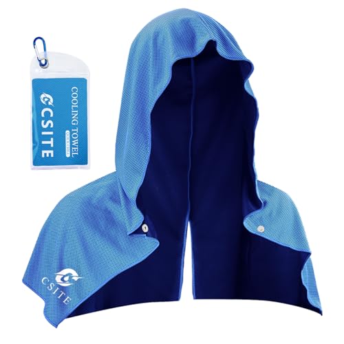 Cooling Hoodie Towels, Instant Cooling Towels for Neck and Face, UPF 50 Sun Protection, Ice Towel for Hot Weather, Head Towel for Sports, Camping, Cycling & More Activities - color: Light Blue