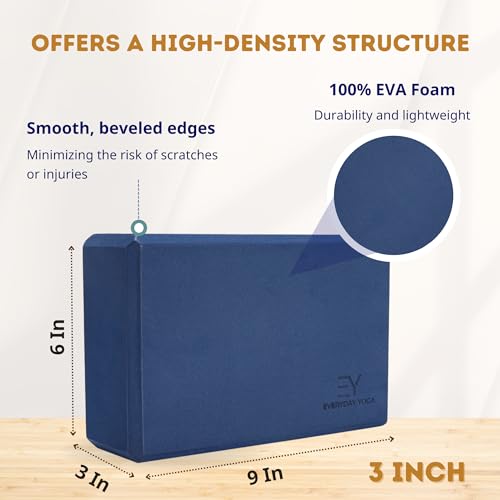 Everyday Yoga Foam Block and Yoga Strap Set, Soft Non-Slip Surface for Stability, Balance, and Deepen Stretches - Ideal for Yoga, Pilates, and Meditation Accessories