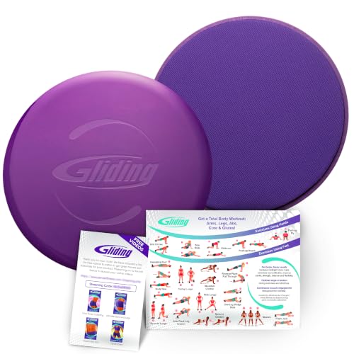 Gliding 9” Sliders for Working Out on Any Floor, 1 Pair Black + 4 Videos | The Original Exercise Sliders Disc for Full Body Fitness, Pilates, Core, Physical Therapy and Resistance Workouts