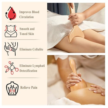 5-in-1 Wood Therapy Massage Tools Lymphatic Drainage Massager for Muscle Pain Relief | Maderoterapia Kit Body Sculpting Tools for Anti-Cellulite, Body Shaping - color: 5pcs