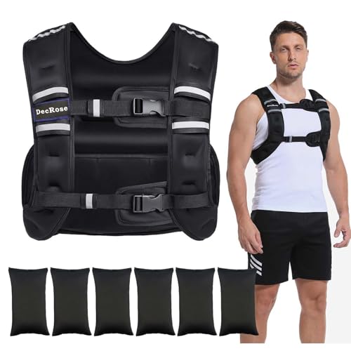 Adjustable Weighted Vest for Women and Men, DecRose 6-10lb/12-18lb Rucking Vest with 6 Ironsand Weights, Body Weight Vest for Home Workouts, Running, Walking and Strength Training - size: 12-18LB