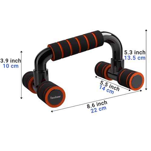 READAEER Push Up Bars Gym Exercise Equipment Fitness 1 Pair Pushup Handles with Cushioned Foam Grip and Non-Slip Sturdy Structure Push Up Bars for Men & Women - color: Orange