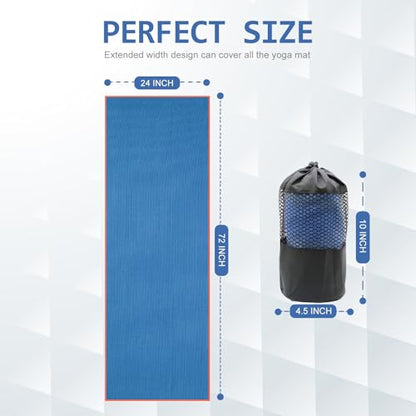 Eunzel 2 Pack Hot Yoga Towel with Grip Dot, Non Slip Yoga Mat Towe Sweat Absorbent Towel for Hot Yoga,Bikram, Pilates and Fitness 72" x 24", Dark Cyan/Steel Blue - color: Dark Cyan/ Steel Blue