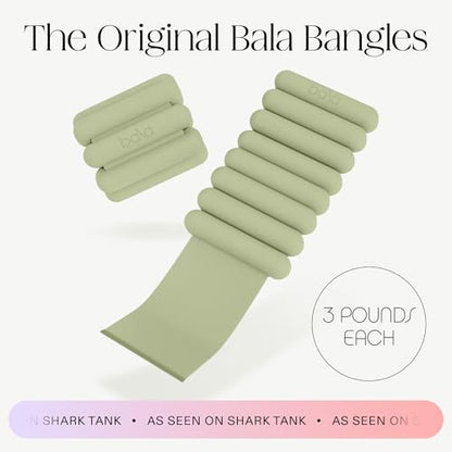 Bala Bangles Wrist & Ankle Weights for Women & Men, Home Gym Equipment - color: Sage, size: 3 LB