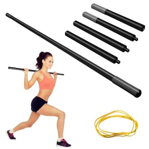 5ft Yoga Stick - Heavy-Duty Steel Adjustable Mobility Stick for Exercise, Stretching, Balance - Versatile Exercise Stick with Resistance Bands for Fitness, Rehabilitation and Warm Up