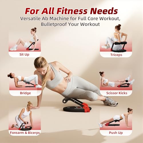 Upgraded Sit Up Machine, Ab Workout Equipment, Ab Machine & Exercise Equipment with Flat Backrest & Massage Rollers for Home Gym, Sit Up Exercise Equipment with Angle Locking Accessory