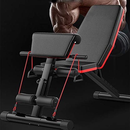 Foldable Weight Bench Sit-ups Dip Stand Home Strength Training Weightlifting Stand for Workout Weightlifting Fitness Training Dumbbell Bench Adjustable