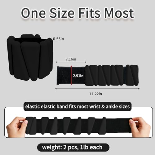 Wrist Weights set for Women, 2 sets of 1 lb each, Silicone Ankle & Wrist Weights for Women & Men, Adjustable Weight fit for Yoga, Dance,Hiking, Jogging,Pilates, Aerobic Exercise and Strength Exercise