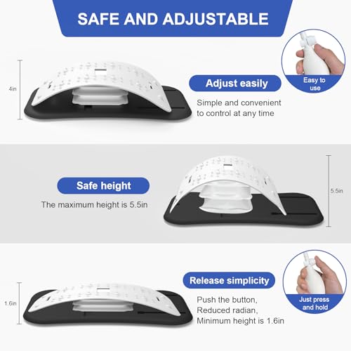 ZhanHao Back Stretcher for Lower Back Pain Relief,Adjustable Lumbar Traction Device, Ergonomic Spine Board with Acupressure Points,Back Massager for Spinal Decompression and Scoliosis