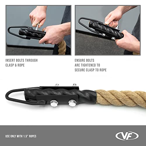 Valor Fitness Heavy Duty Rope Clamp for 1.5 Inch Gym Rope, Steel Rope Attachment up to 750 lb Capacity, Anchor Mount for Home Gym, Garage Gym, Obstacle Course, Ninja Training, Carabiner Not Included