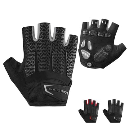 ROCKBROS Cycling Gloves for Men Women with Anti-Slip Shock-Absorbing Pad Fingerless Bike Gloves Light Weight Breathable Biking Gloves