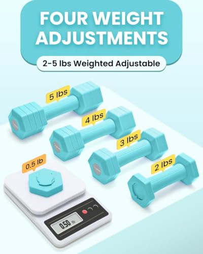 Adjustable Dumbbell Set, 4-in-1 Hand Weights, 5/6 LB Pair for Women Men - color: Blue, style: 10 lbs Pair [5 lbs Each]