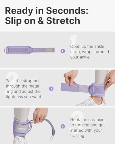 YOTTOY Ankle Resistance Bands with Cuffs, Adjustable Ankle Straps for Leg & Glute Workout, Butt Exercise Bands for Cable Machines Women, Perfect for Hip Fitness & Booty Training