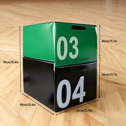 Free Combination Foam Plyometric Jump Box, Height Exercise Box Multiple Height Levels with Non-Slip Surface & EPE Foam for Plyometrics HIIT Strength Training Home Gym (Size:03#+04#) - size: 03#+04#
