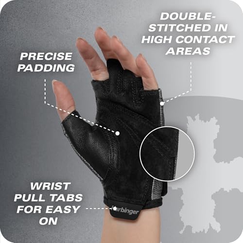 Harbinger Pro Gloves 3.0 - High Performance Training Gloves, Enhanced Grip, Breathable 4-Way Stretch, Adjustable Wrist Closure, Large, Women's - color: Slate Blue, size: Small