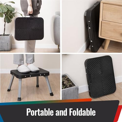 11" Folding Step Stool, Non-Slip 16x12 Large Platform, No Assembly - size: 11 inch
