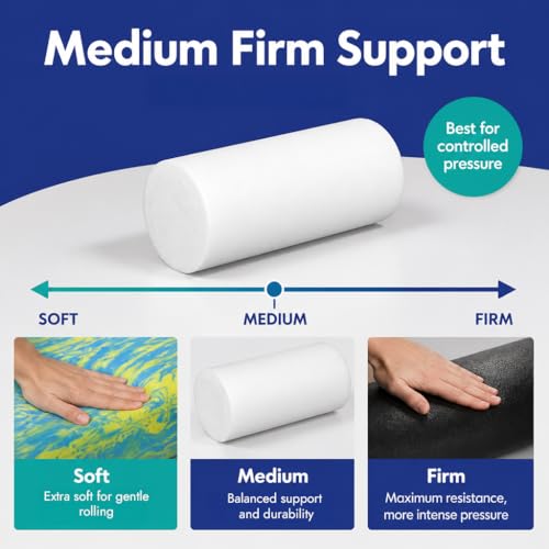 Medium/Firm White PE Foam Roller (12" Full Round) - size: 12" Full Round