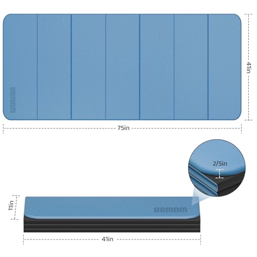 Foldable TPE Yoga Mat Thick 10mm,75" x40"Extra Large Exercise Mats | Stretch Mat Non-slip Fitness Folding Mat Easy to Carry,Wide Gym Mats for Women Men Suitable for Home Workout Travel Pilates