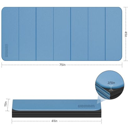 Foldable TPE Yoga Mat Thick 10mm,75" x40"Extra Large Exercise Mats | Stretch Mat Non-slip Fitness Folding Mat Easy to Carry,Wide Gym Mats for Women Men Suitable for Home Workout Travel Pilates