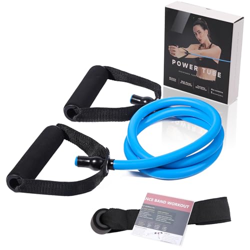 Resistance Bands with Handles for Working Out Women and Men, Exercise Bands with Door Anchor, Stretch Bands for Home Workouts, Simple Guide Included - color: Heavy-blue-40 lbs