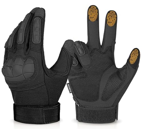 KUMGIM Tactical Motorcycle Gloves with Knuckle Protection Touchscreen - color: Black, size: X-Large