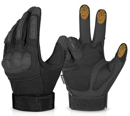 KUMGIM Tactical Motorcycle Gloves with Knuckle Protection Touchscreen - color: Black, size: Large