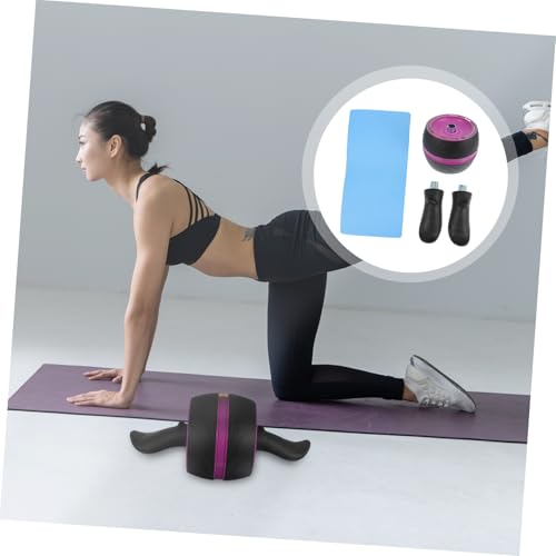 Happyyami Ab Roller Wheel with Automatic Rebound Non-slip Arc Handle Abdominal Trainer for Core Strengthening Home Fitness Equipment for Men and Women Includes Extra Mat for Floor Protection