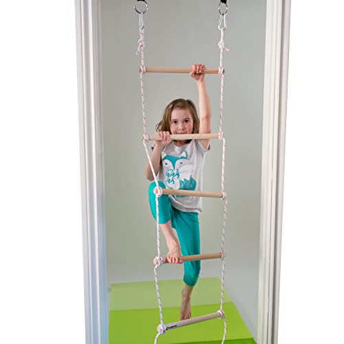 Doorway Swing Kit fr Kids - Doorway Gym with Trapeze Bar Combo, Gymnastic Rings, Rope Ladder & Classic Belt Swing