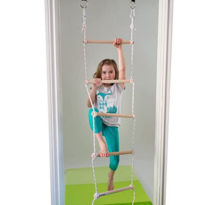 Doorway Swing Kit fr Kids - Doorway Gym with Trapeze Bar Combo, Gymnastic Rings, Rope Ladder & Classic Belt Swing