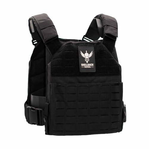 Shellback tactical Physical Fitness Training Vest – Adjustable Weighted Workout Vest for 10x12 Training Plates - color: Black