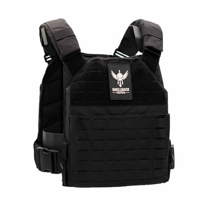 Shellback tactical Physical Fitness Training Vest – Adjustable Weighted Workout Vest for 10x12 Training Plates - color: Black