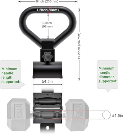 Kipika Kettlebell Handle Steel Converter Handle, Adjustable Dumbbell Grip Handle, Grip Handle Attachment for Dumbbells, High-Strength Steel Grip Handle for Home Gym Weight Lifting