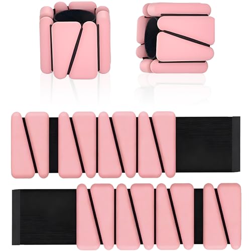 Ankle Weights 2 lb Set for Women & Men - Adjustable Wrist/Leg Weights with Soft Neoprene & Metal D-Ring, Sweat-Proof for Walking Running Pilates HIIT At Home Workout - color: Pink