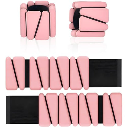 Ankle Weights 2 lb Set for Women & Men - Adjustable Wrist/Leg Weights with Soft Neoprene & Metal D-Ring, Sweat-Proof for Walking Running Pilates HIIT At Home Workout - color: Pink