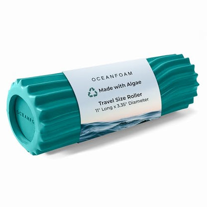 Ripple Travel Foam Roller (11" x 3.35") Firm Mini Foam Roller for Physical Therapy, Deep Tissue Massage, Back Pain - High Density, Ergonomic Wave Textured - Yoga, Pilates, Exercise (Jade) - color: Jade
