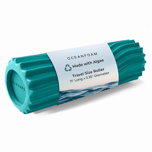 Ripple Travel Foam Roller (11" x 3.35") Firm Mini Foam Roller for Physical Therapy, Deep Tissue Massage, Back Pain - High Density, Ergonomic Wave Textured - Yoga, Pilates, Exercise (Jade) - color: Jade