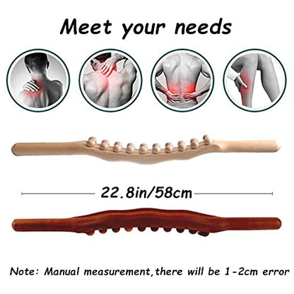 Wooden Gua Sha Tools Anti Cellulite Massage Tool,20 Beads Lymphatic Drainage Stick for Back and Head Relaxing Scrapping 22.83INCH - color: Style E Black 20 Beads