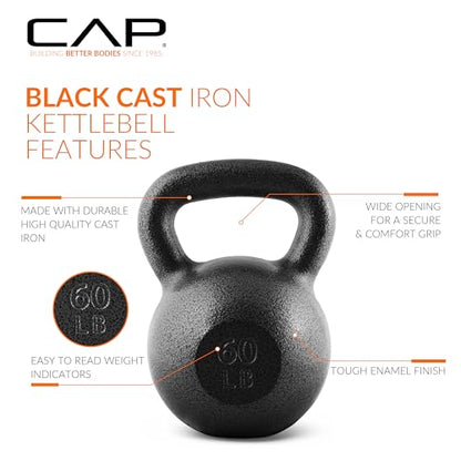 CAP Barbell Cast Iron Kettlebell - Singles and Sets, Multiple Weight Choices - size: 60.0 Pounds