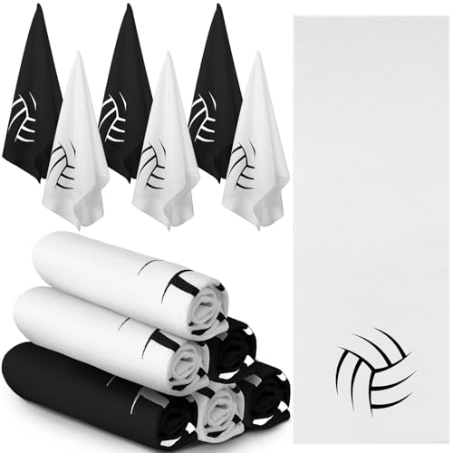 12 Count Volleyball Cooling Towels Volleyball Gifts for Team Soft Sports Breathable Chilly Towels Ice Neck Wrap Workout Sweat Washcloths for Sports Gym Microfiber Dishcloths for Coach Gifts - style: Volleyball