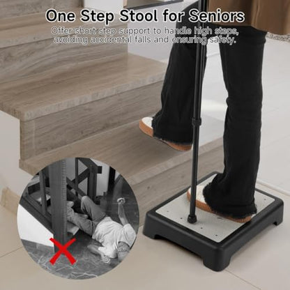 Step Stool For Seniors, Non-Slip Half Step Riser, 440 Lbs Weight Capacity, Portable Mobility Platform For Beds, Cars, Stairs