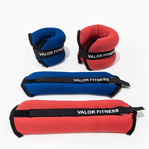 Valor Fitness Wrist or Ankle Weight Sets - 2 lb Pair or 3 lb Pair Plus Bundle Option- Velcro and Steel Loop Closure - Home Gym Workout Gear